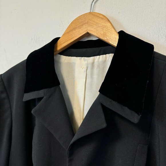 Vintage 50s Black Opera Coat Bar Jacket Velvet Collar Blazer Paul Parnes Medium‎ - Picture 3 of 8